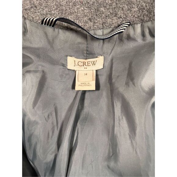 J. Crew Wool Blend Lined Stand Collar Full Zip Preppy City Coat Grey Size 14 EUC - Picture 2 of 10